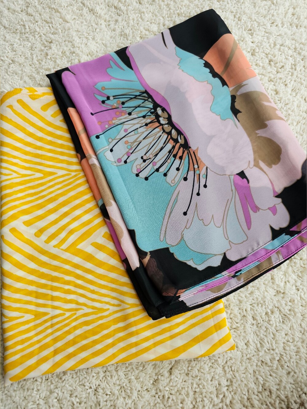 Haute Hijab Chiffon Rectangle Hijab Bundle | Floral + Yellow | Gently Used